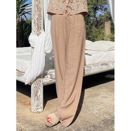 Pantalon flare camel