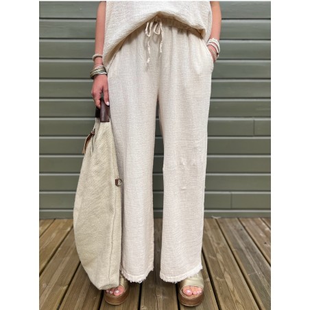 Pantalon flare beige