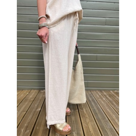 Pantalon flare beige