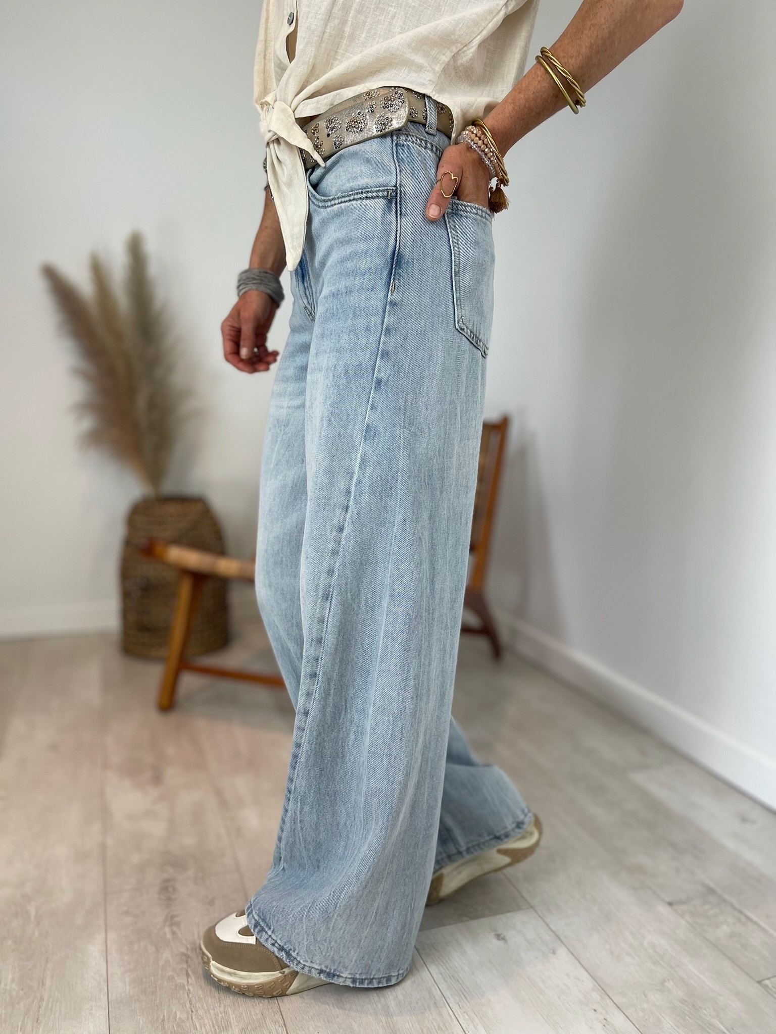 Jean maxi flare délavé