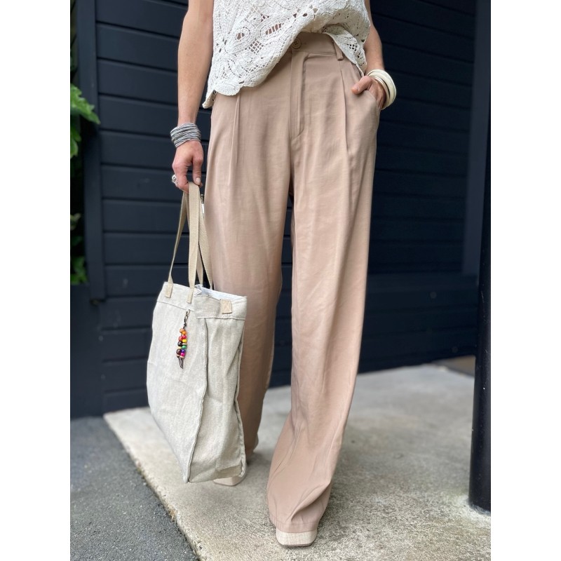 Pantalon flare camel