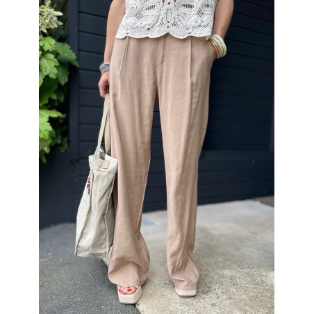 Pantalon flare camel