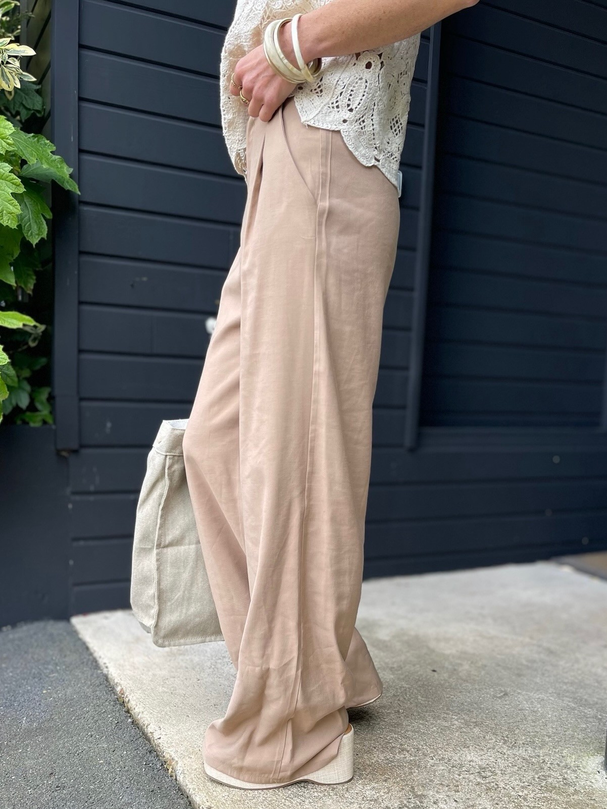 Pantalon flare camel