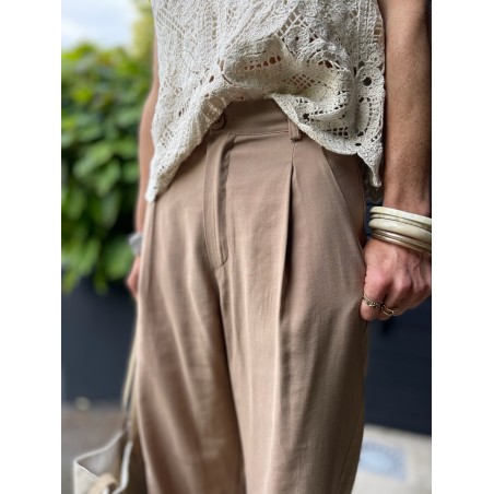 Pantalon flare camel