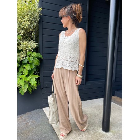 Pantalon flare camel