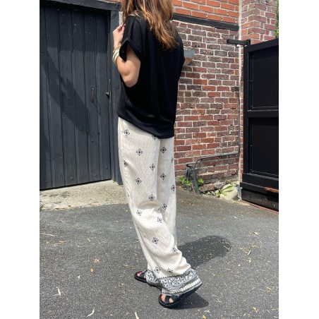 Pantalon flare écru