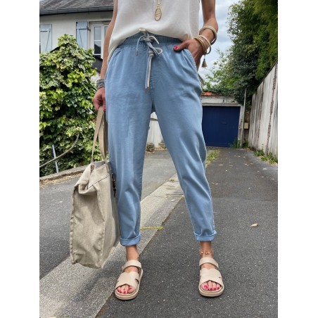 Pantalon carotte bleu