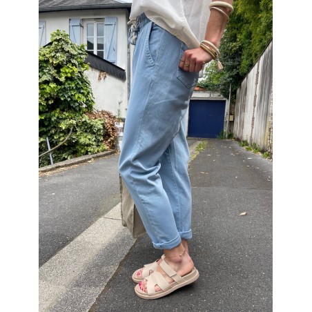 Pantalon carotte bleu