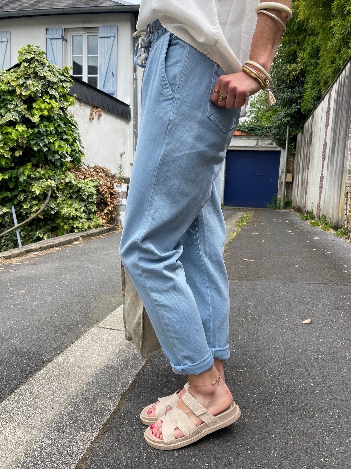 Pantalon carotte bleu