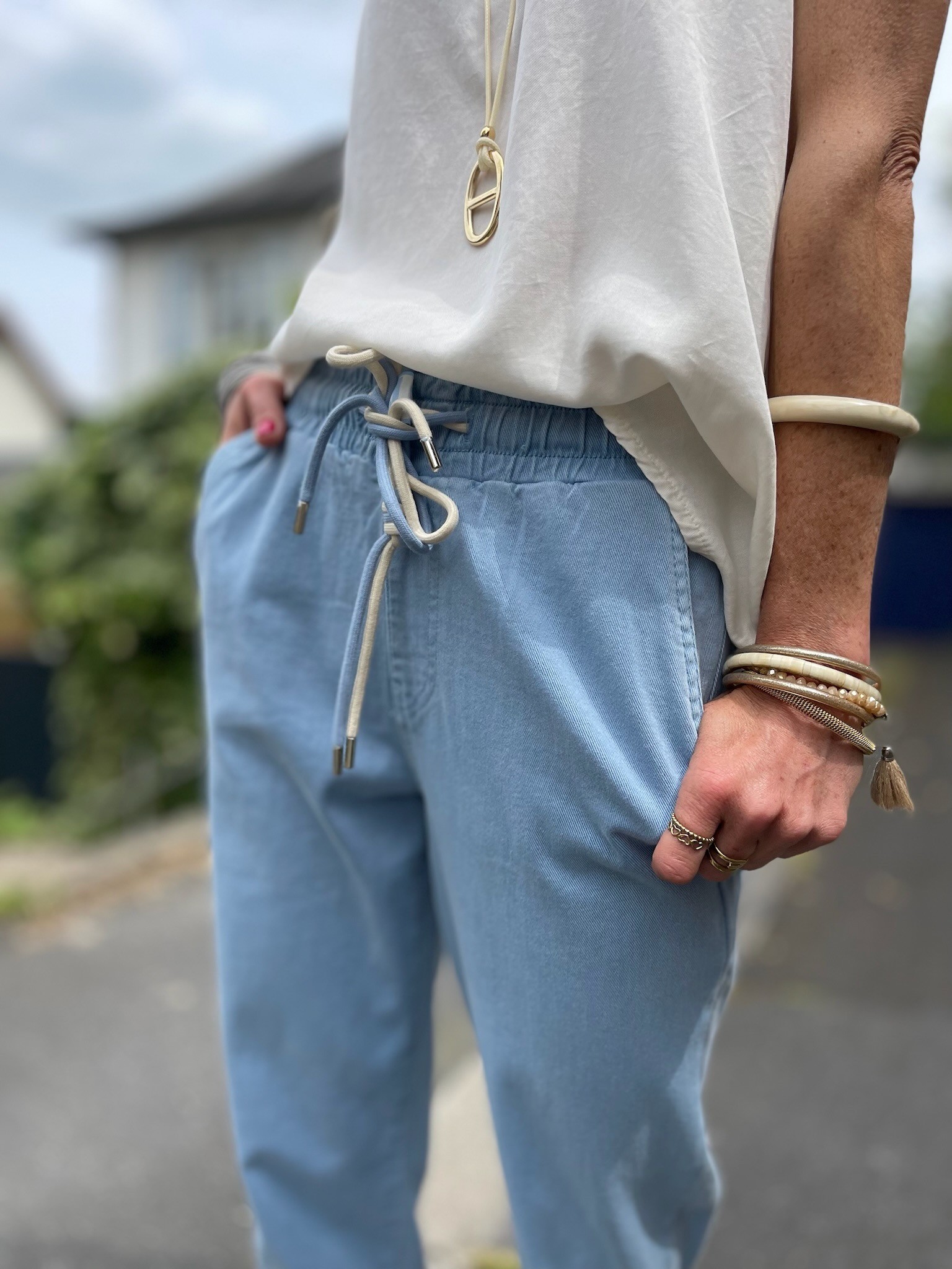 Pantalon carotte bleu