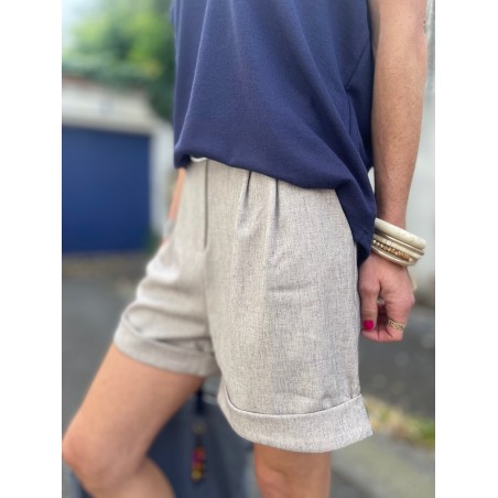 Short lin taupe chiné