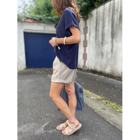 Short lin taupe chiné