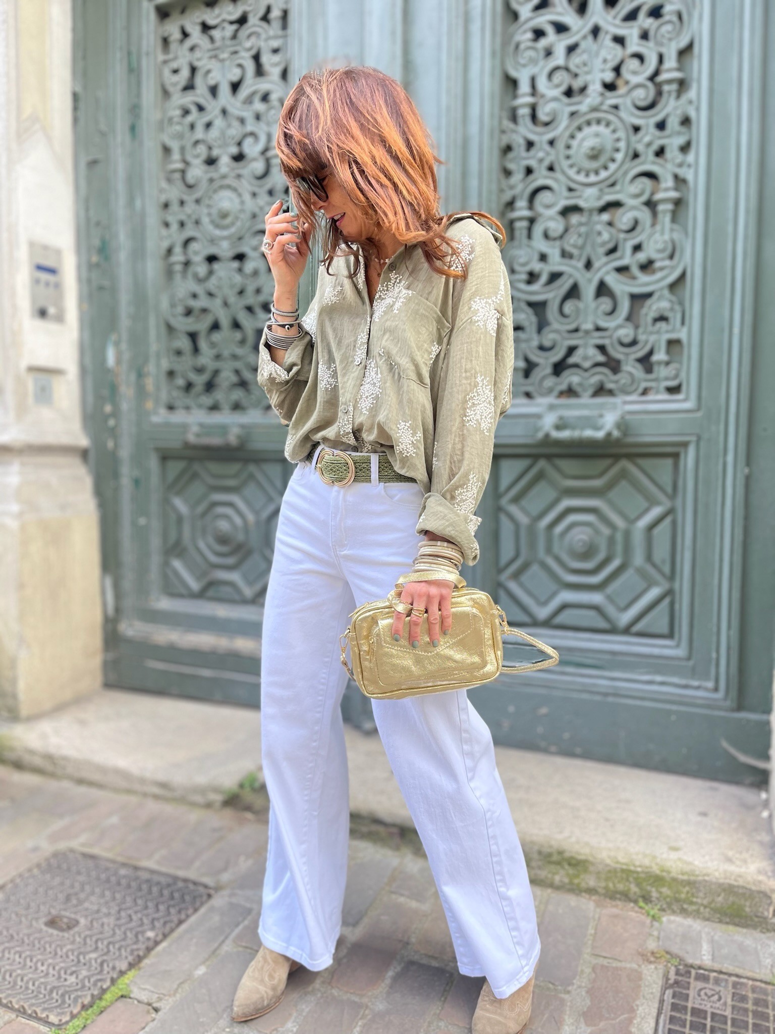 Jean flare denim blanc