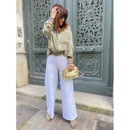 Jean flare denim blanc