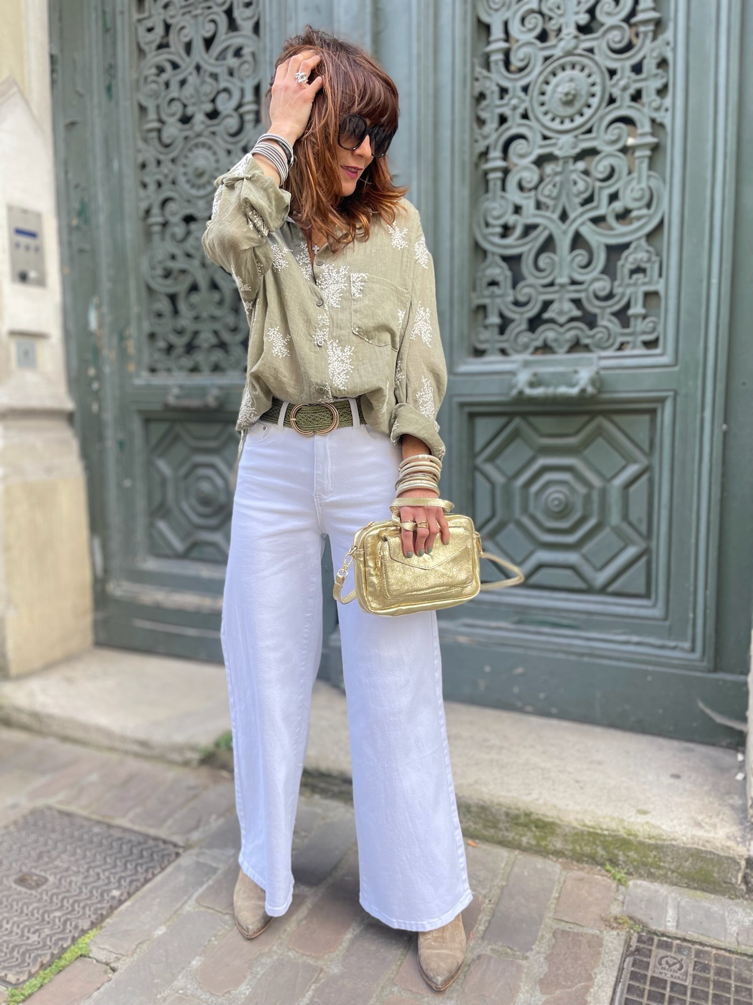 Jean flare denim blanc