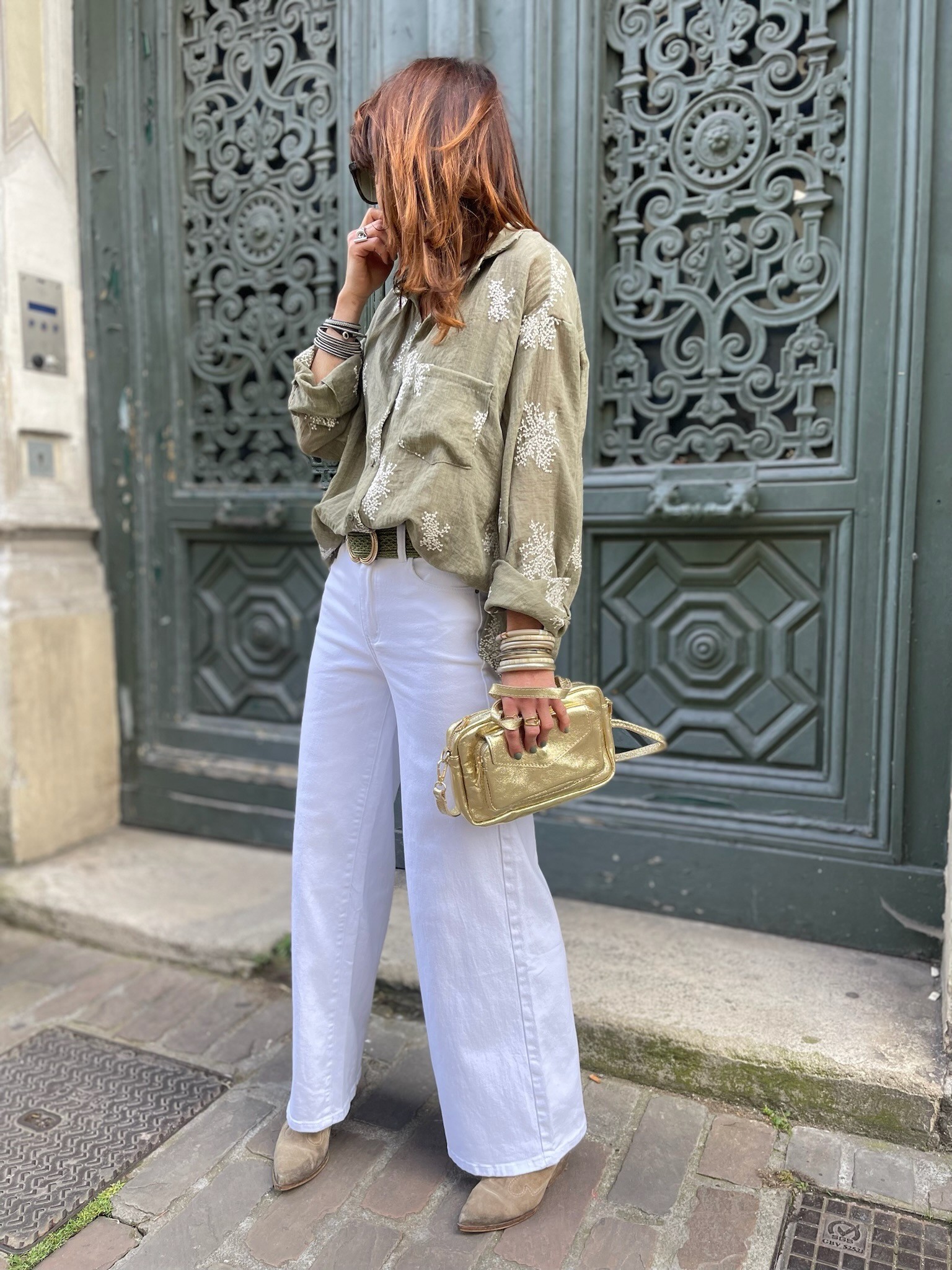 Jean flare denim blanc