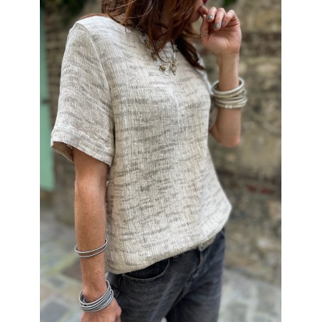 Top froncé taupe