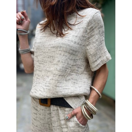 Top froncé taupe