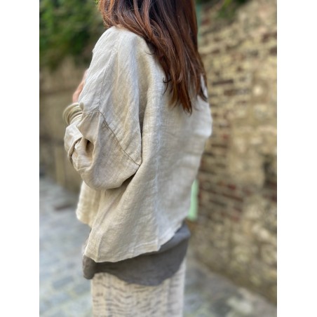 Veste courte lin beige