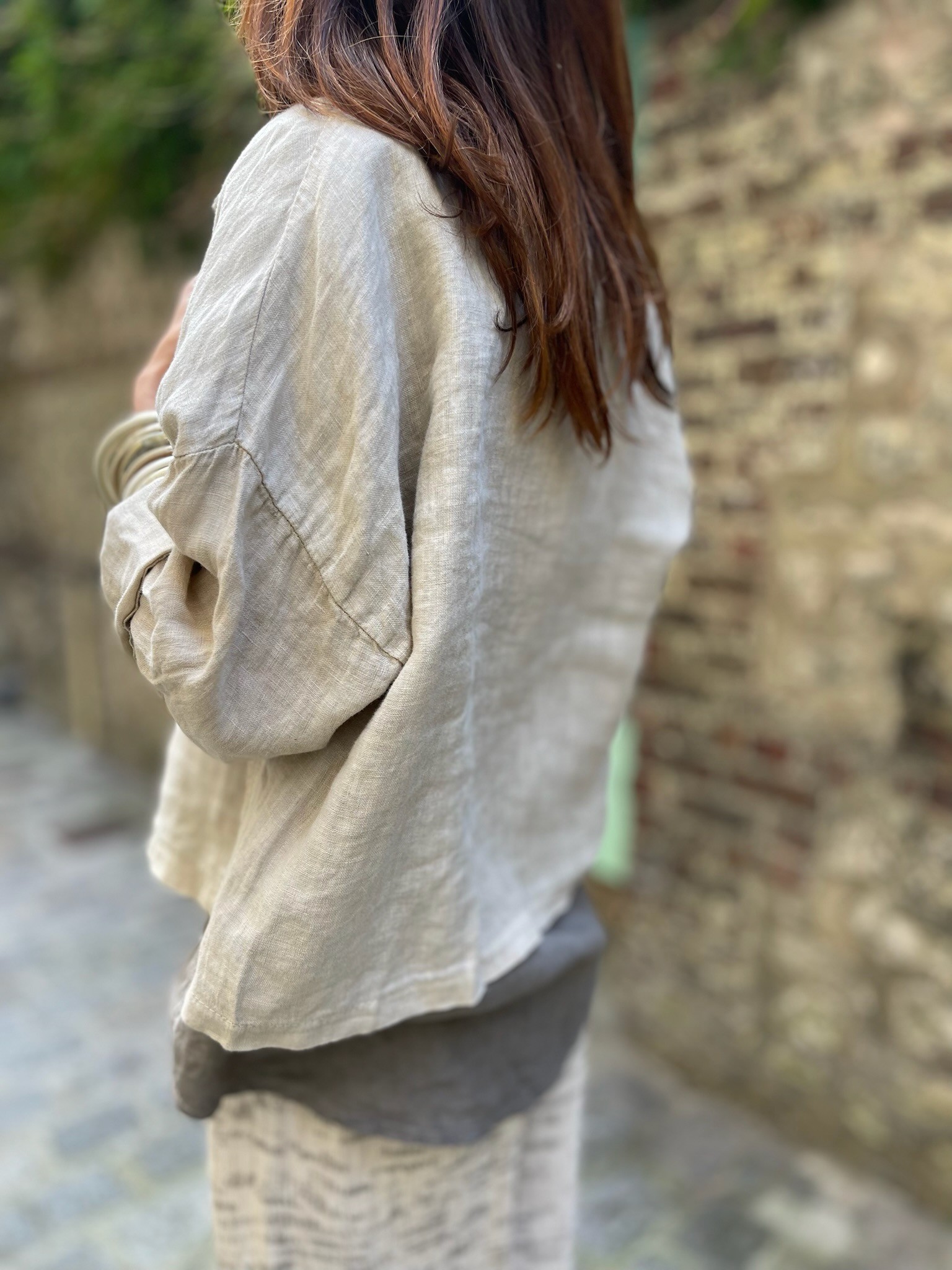 Veste courte lin beige