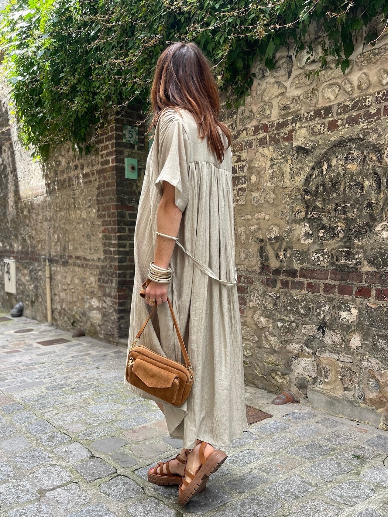 Robe longue beige