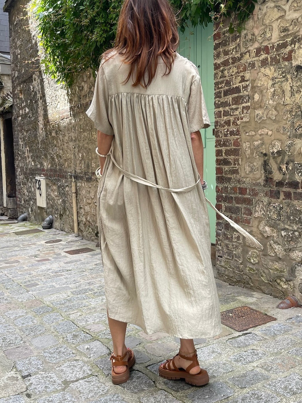 Robe longue beige