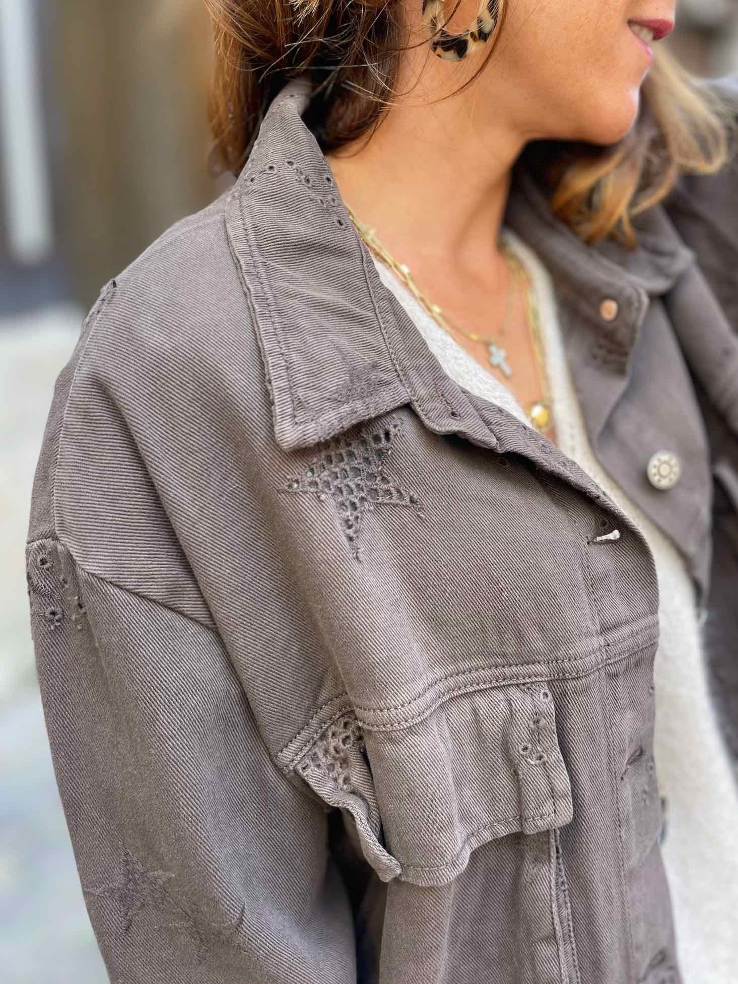 Veste jean souple étoiles choco