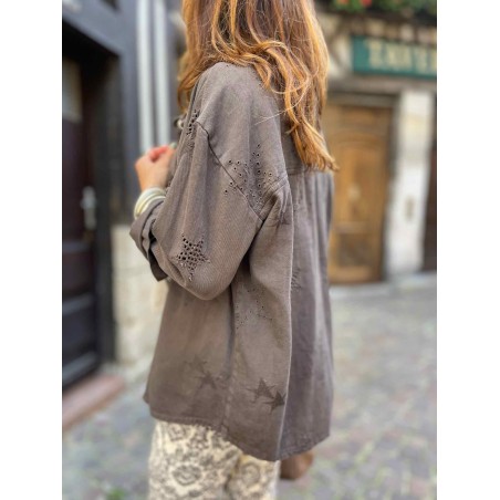 Veste jean souple étoiles choco