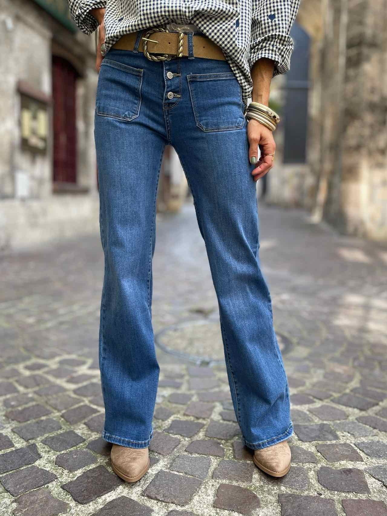 Jean flare denim poches...