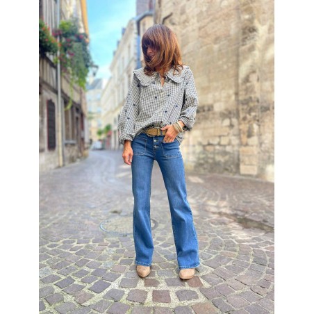 Jean flare denim poches plaquées