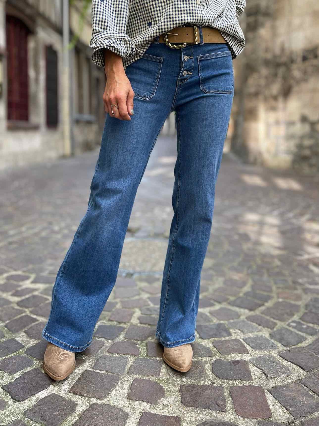 Jean flare denim poches...