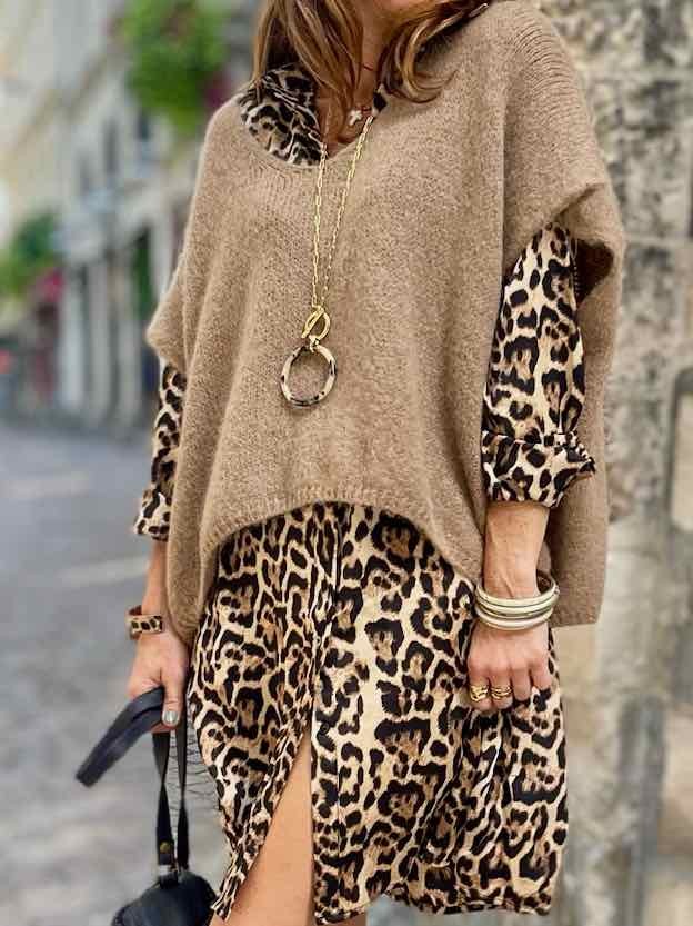 Pull manches courtes camel