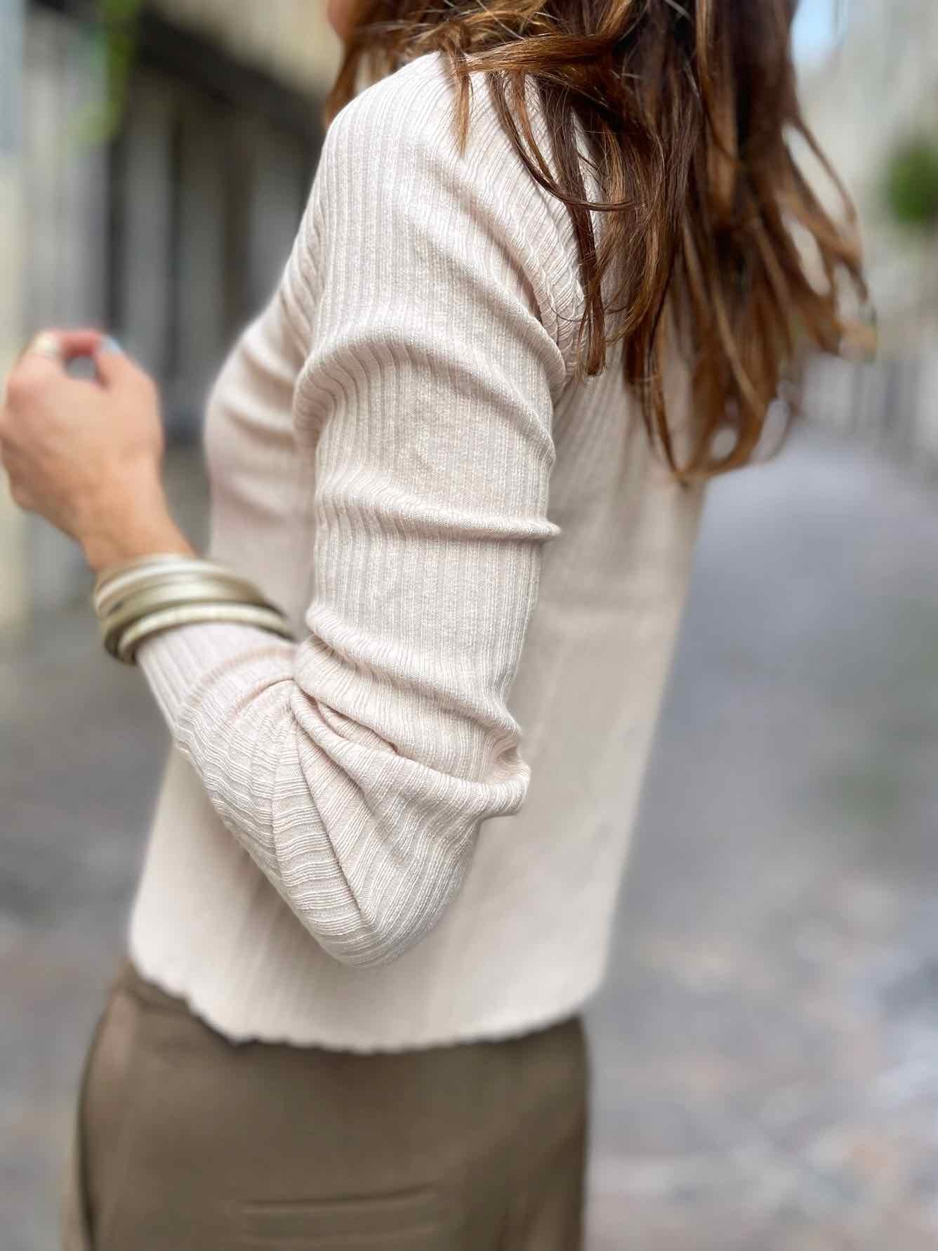 Top cotelé beige