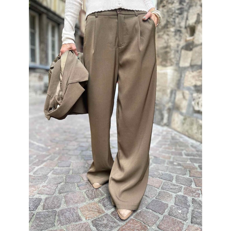 Pantalon pinces choco kaki