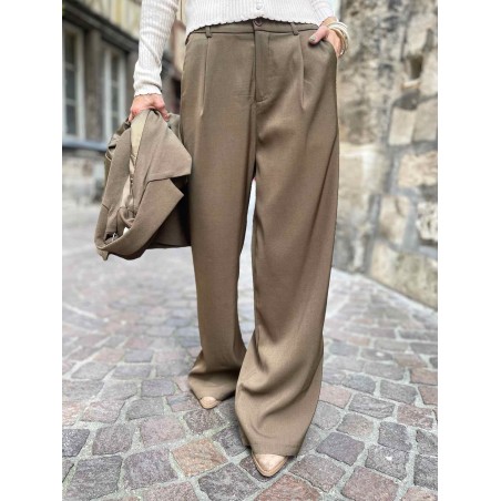 Pantalon pinces choco kaki