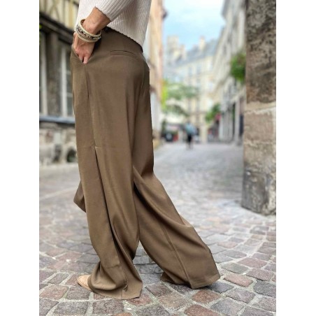 Pantalon pinces choco kaki