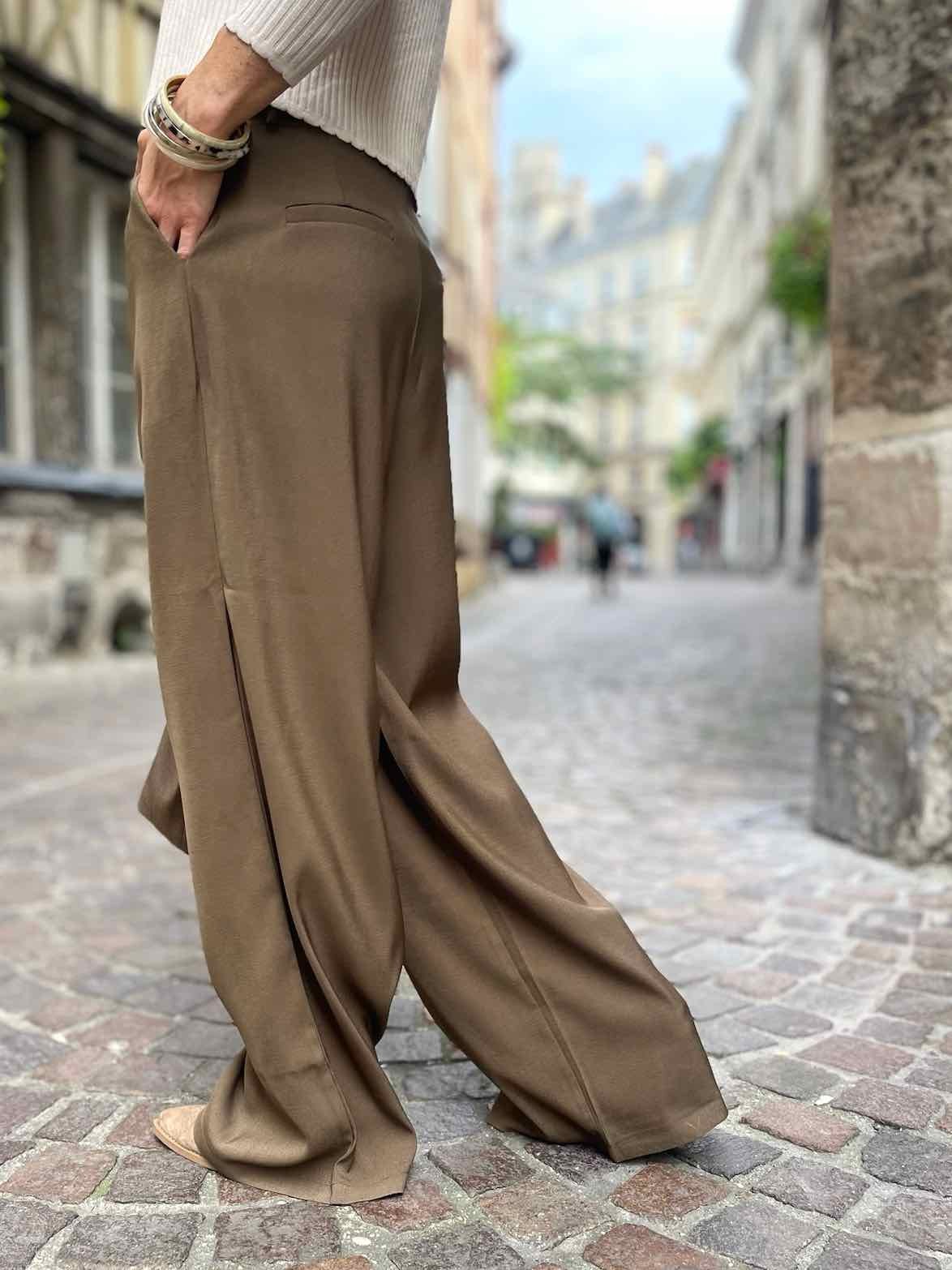 Pantalon pinces choco kaki