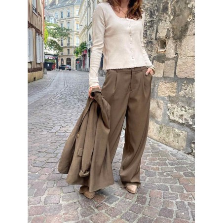 Pantalon pinces choco kaki