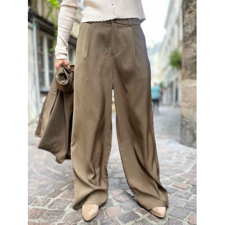 Pantalon pinces choco kaki