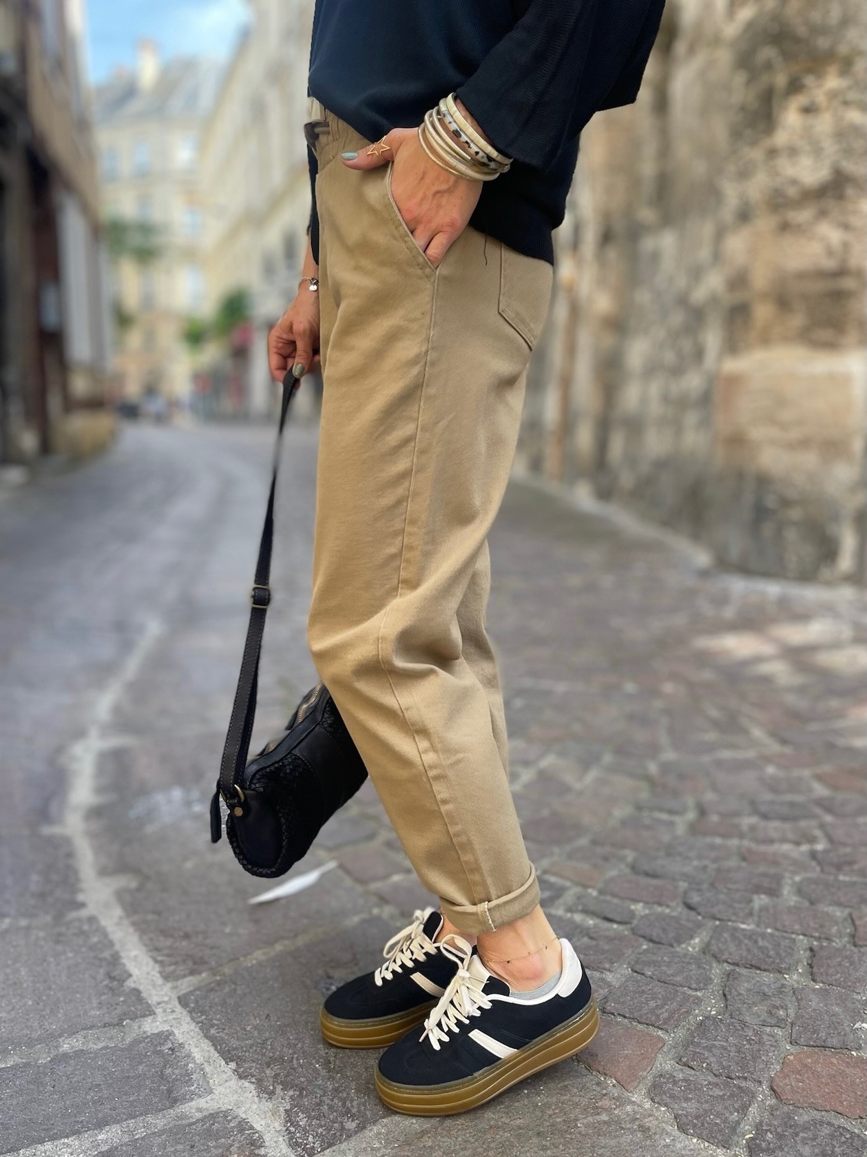 Pantalon carotte camel