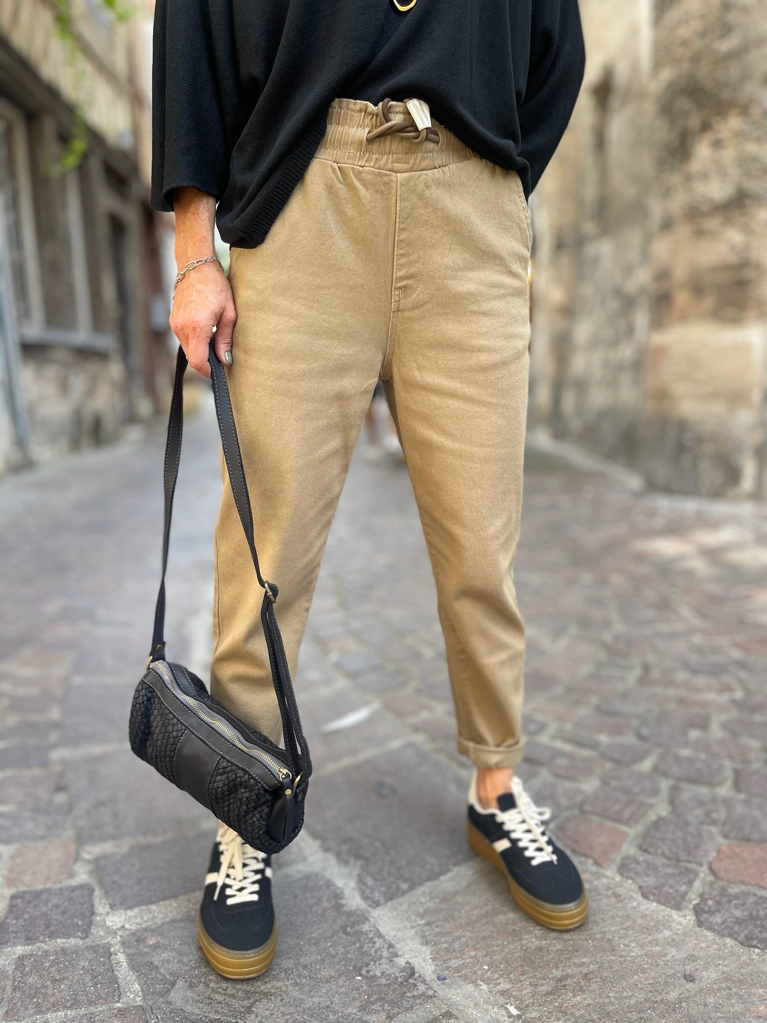 Pantalon carotte camel