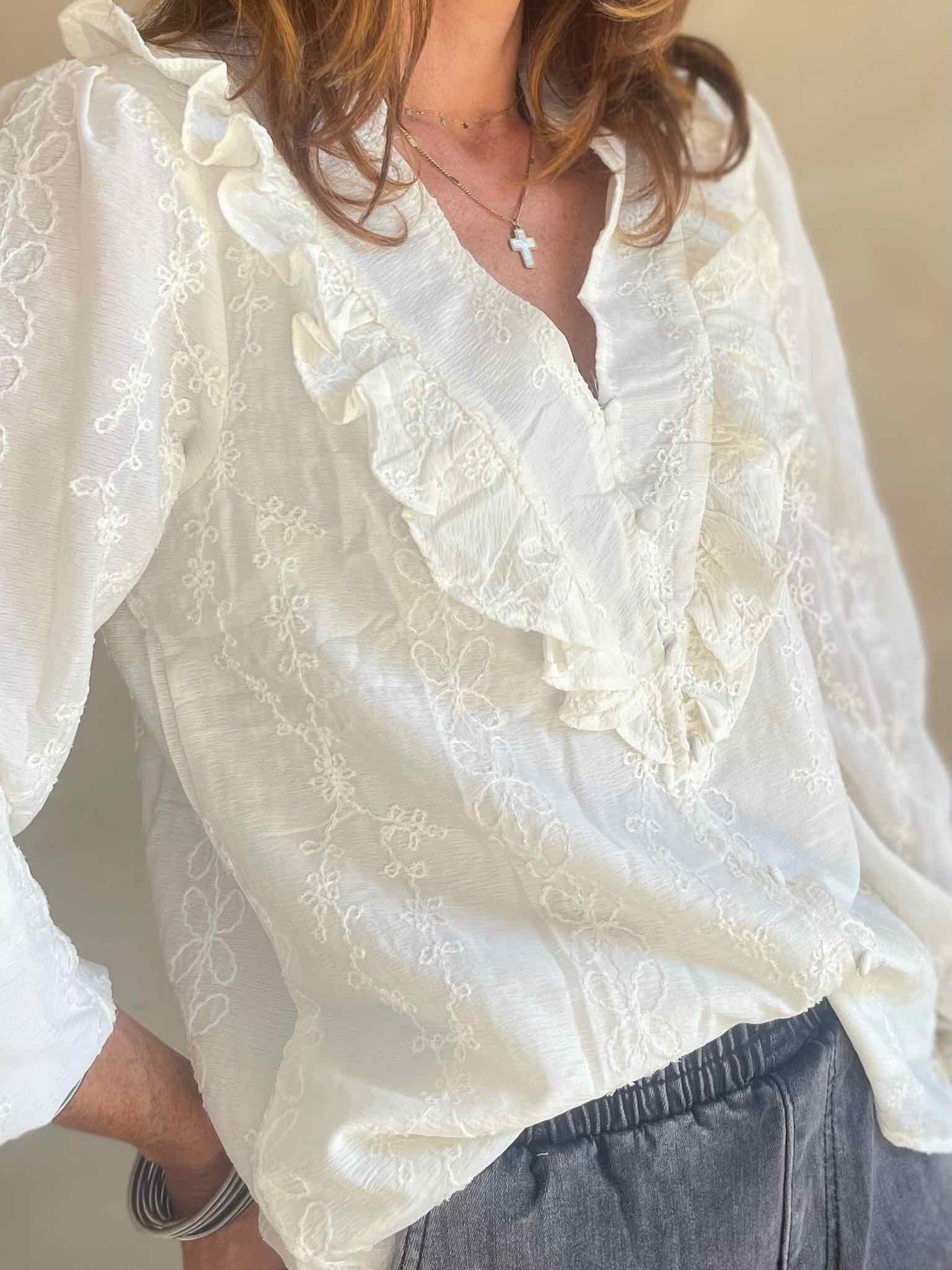 Blouse ivoire col jabot...