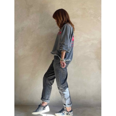 Sweat cerises gris chiné