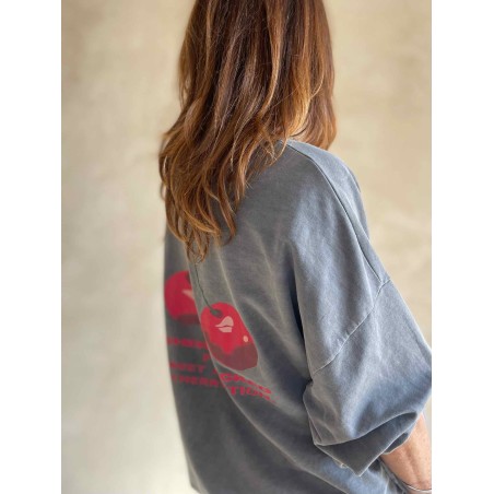 Sweat cerises gris chiné