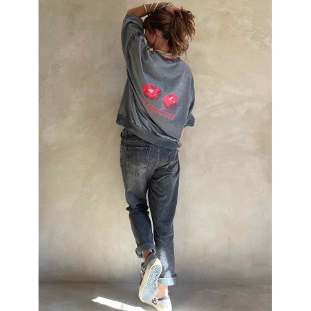 Sweat cerises gris chiné