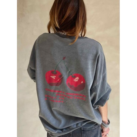 Sweat cerises gris chiné