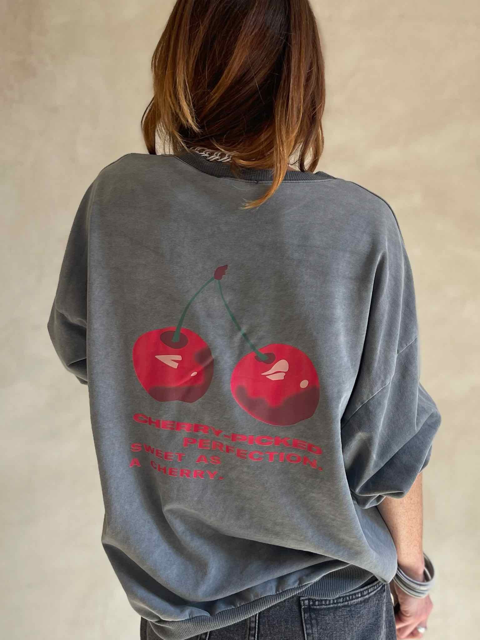 Sweat cerises gris chiné