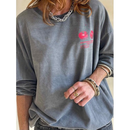 Sweat cerises gris chiné