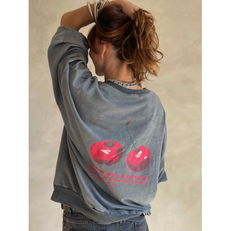 Sweat cerises gris chiné