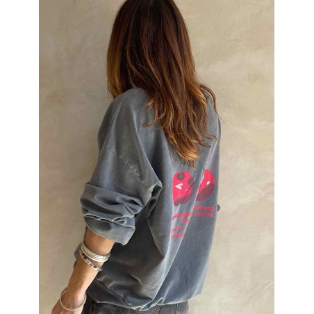 Sweat cerises gris chiné